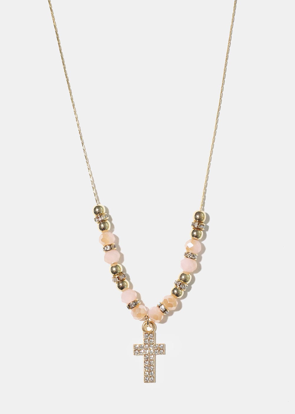 Rhinestone Cross Bead Necklace