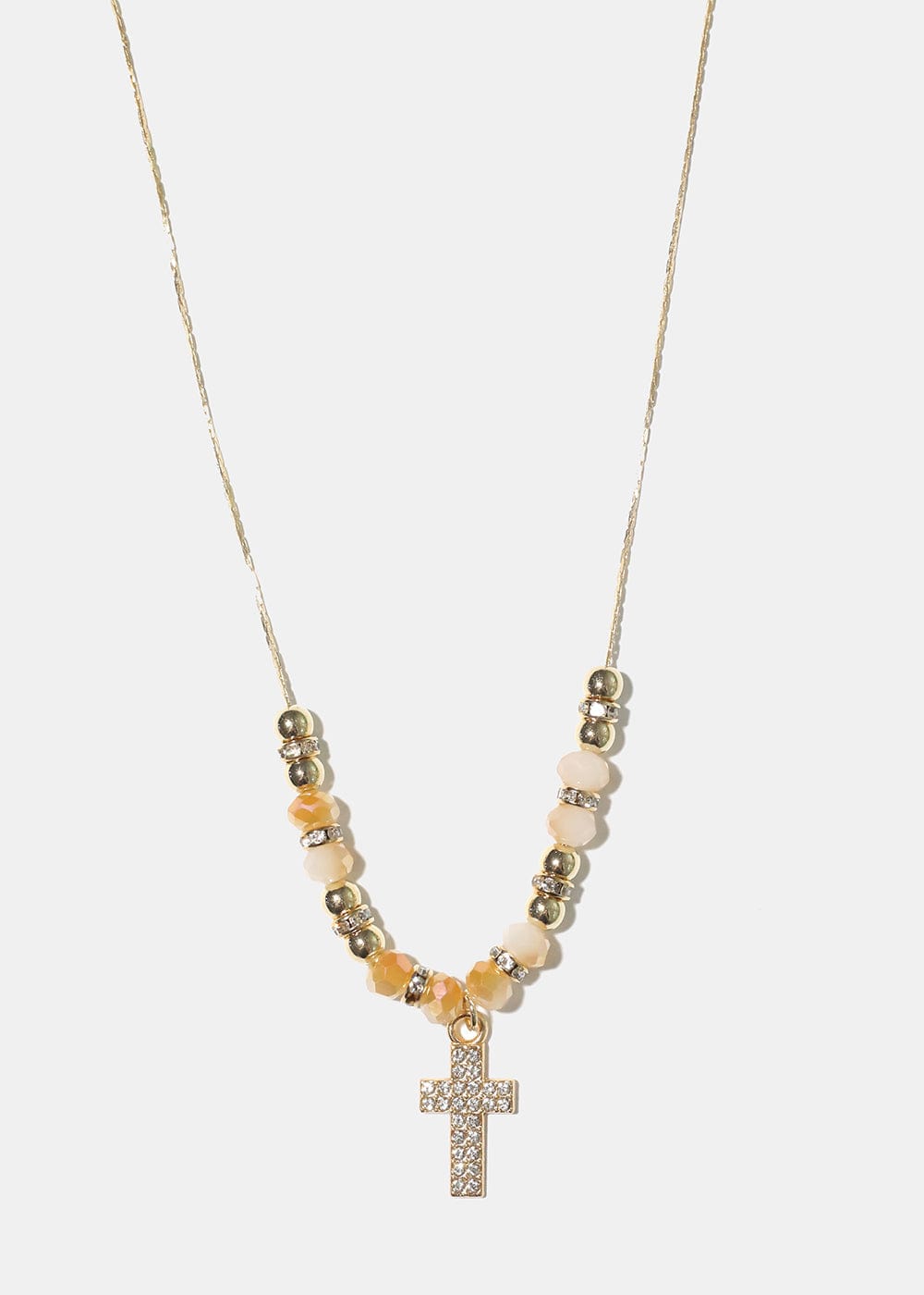 Rhinestone Cross Bead Necklace