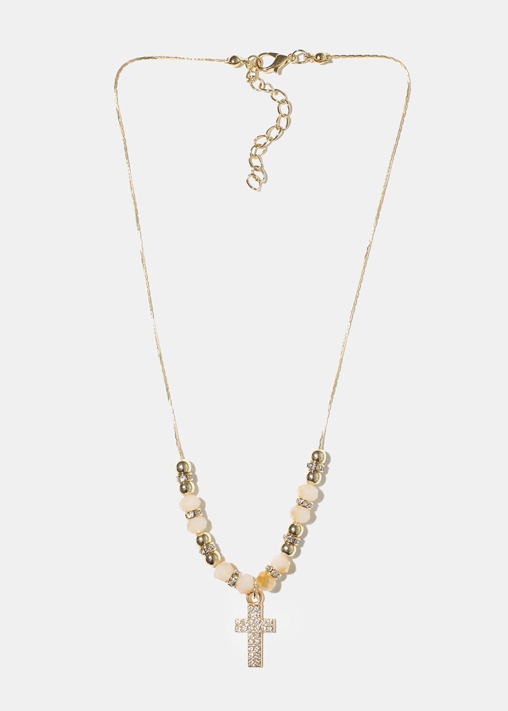 Rhinestone Cross Bead Necklace