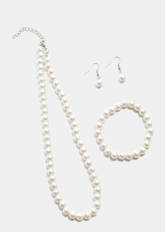 Faux Pearl Necklace Set