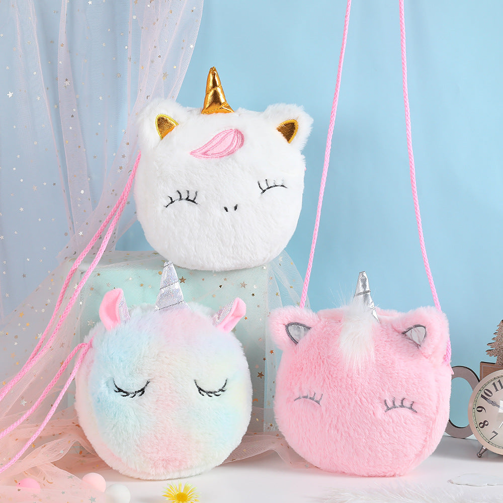 Unicorn Round Plush shoulder bag