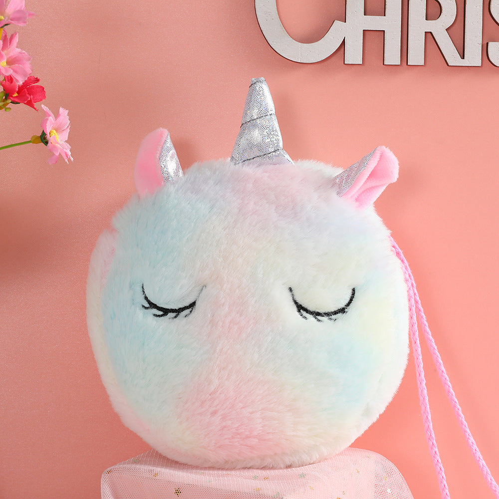 Unicorn Round Plush shoulder bag
