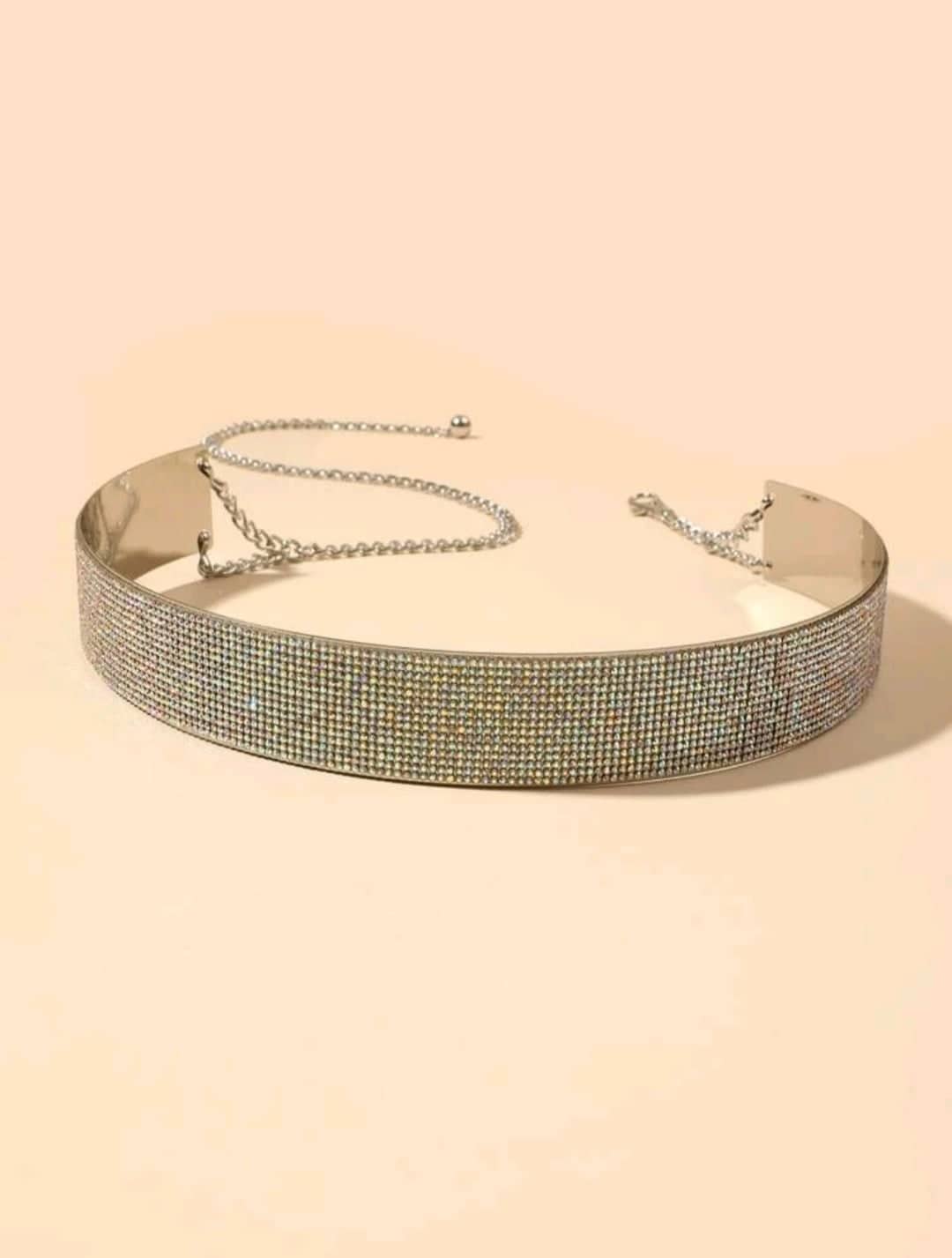 Solid Rhinestone Silver Belt