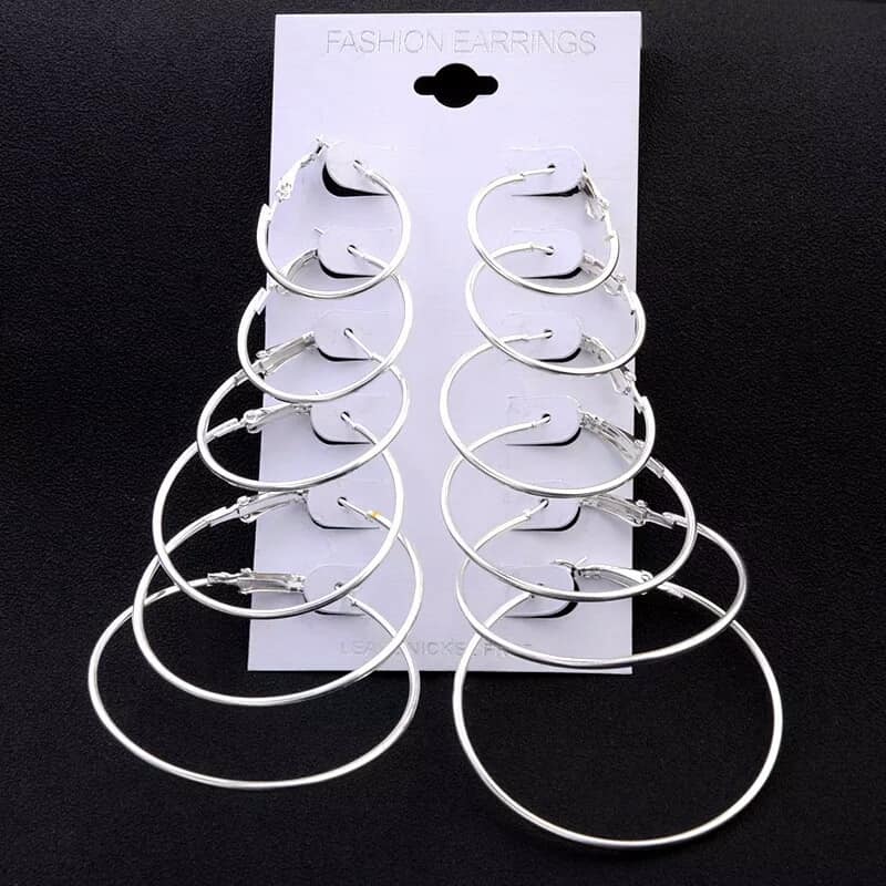 Hoop Earrings x 6pairs set