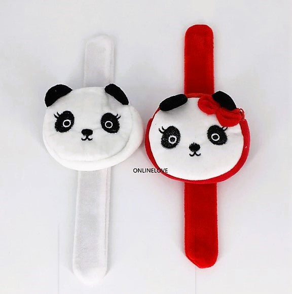 Panda plush wrist band coin purse