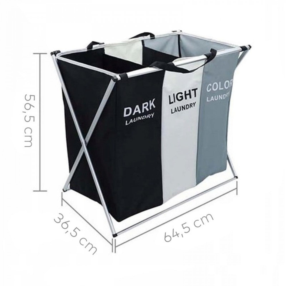 Freestanding laundry basket x3 compartments