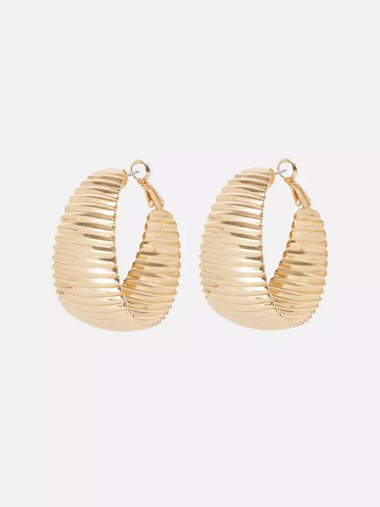 Metallic Ridge Hoop Earrings