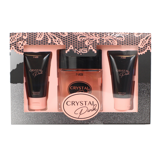 NG Perfumes Crystal Pink Woman Perfume Set EDP 100ml, Shower Gel 50ml & Body Lotion 50ml