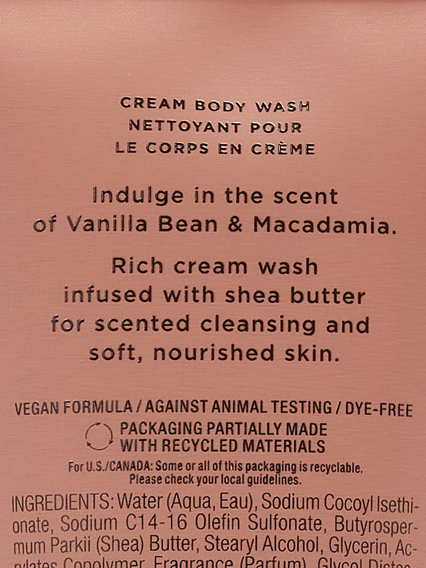 Vanilla Bean & Macadamia Body Wash Cream