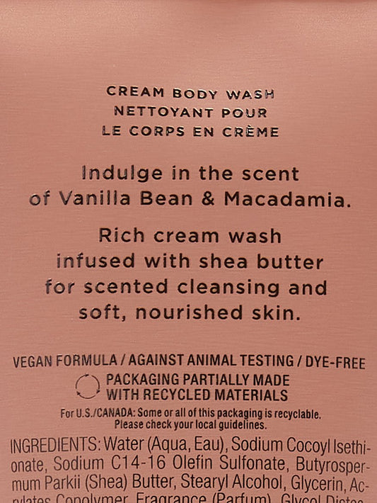 Vanilla Bean & Macadamia Body Wash Cream